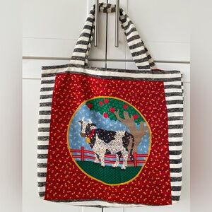 Vintage Farmhouse Cottage Cow Tote Bag